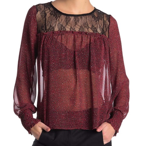 Pleione Tops - PLEIONE LACE YOKE BLOUSE IN BRICK LEOPARD BLACK